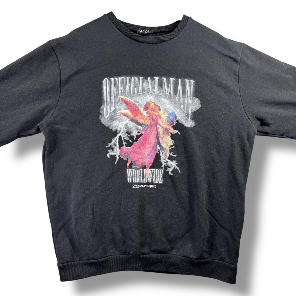 Boohoo Man Official Man Worldwide Black Sweatshirt Size Small S Long Sleeve
